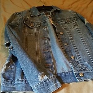 Distressed denim jacket